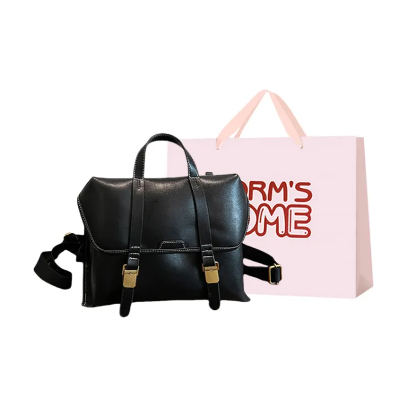 Worm's Home PU Backpack Women's Black/Coffee/Brown-0