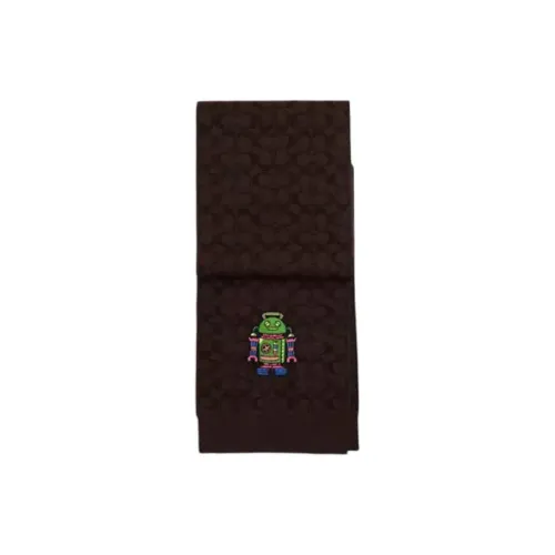 COACH Milu Wool Knit Scarves Unisex Brown