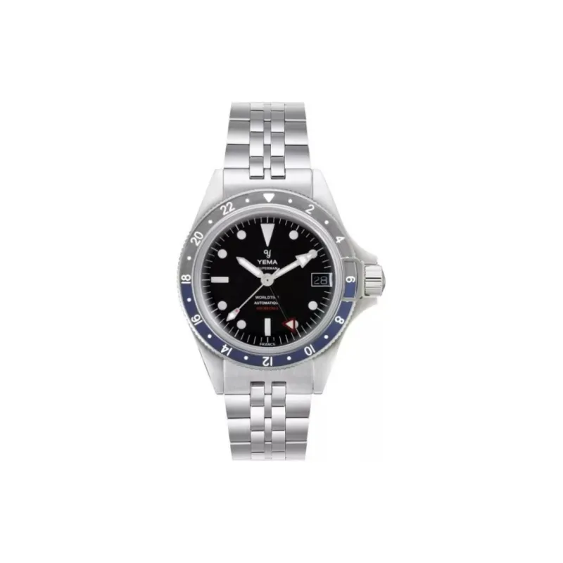 YEMA Wrist Watch Automatic Mechanical Movement Stainless Steel Strap 39mm Black Dial Men's Watches-0
