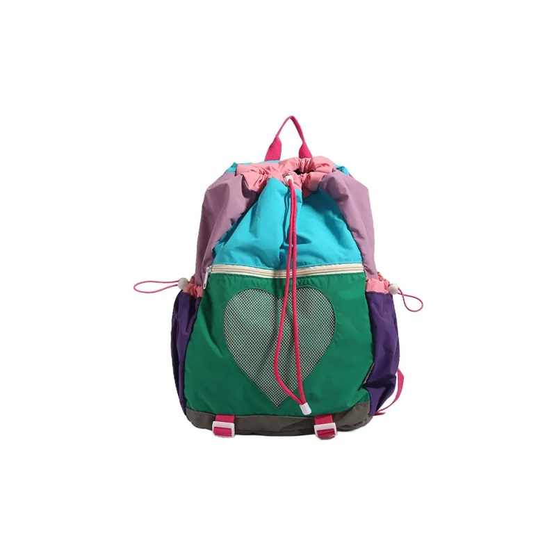 NOMK Nylon Portable Backpack Unisex Yellow/Green/Pink-0