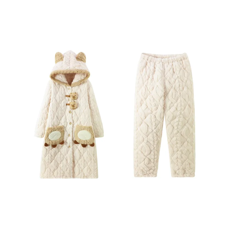 Qiao Ni Tong Pajama Set Women's Caramel-0