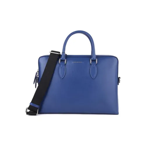 Burberry Cow Leather Briefcase Handbag Men's Blue/Black