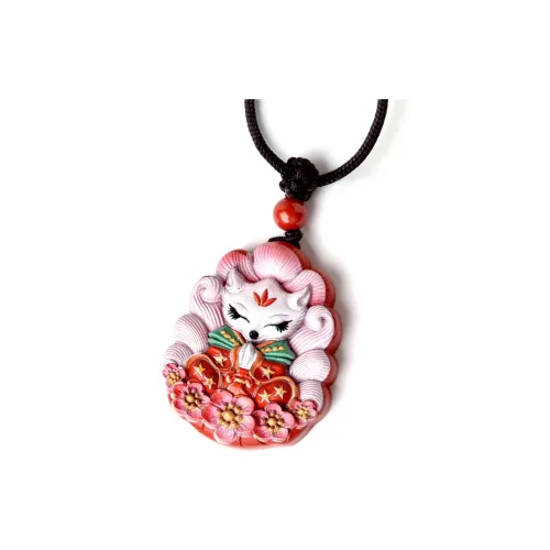 Lingfei Reconstructed Cinnabar Pendants Women's
