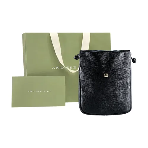 ANDSEEYOU Cow Leather Cell Phone Pouch, Shoulder Bag, Crossbody Bag Women's Black