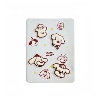 Icona Cute Fashion Embroidered Ecru Puppy Compatible With IPad Pro/Air 6/10.9/11/12.9/13 Inches Tablet Protective Cases