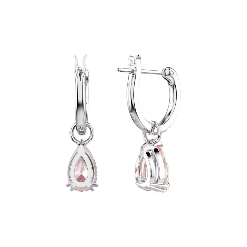 Swarovski Crystal Rhodium-plated Earrings Women's Pink-3