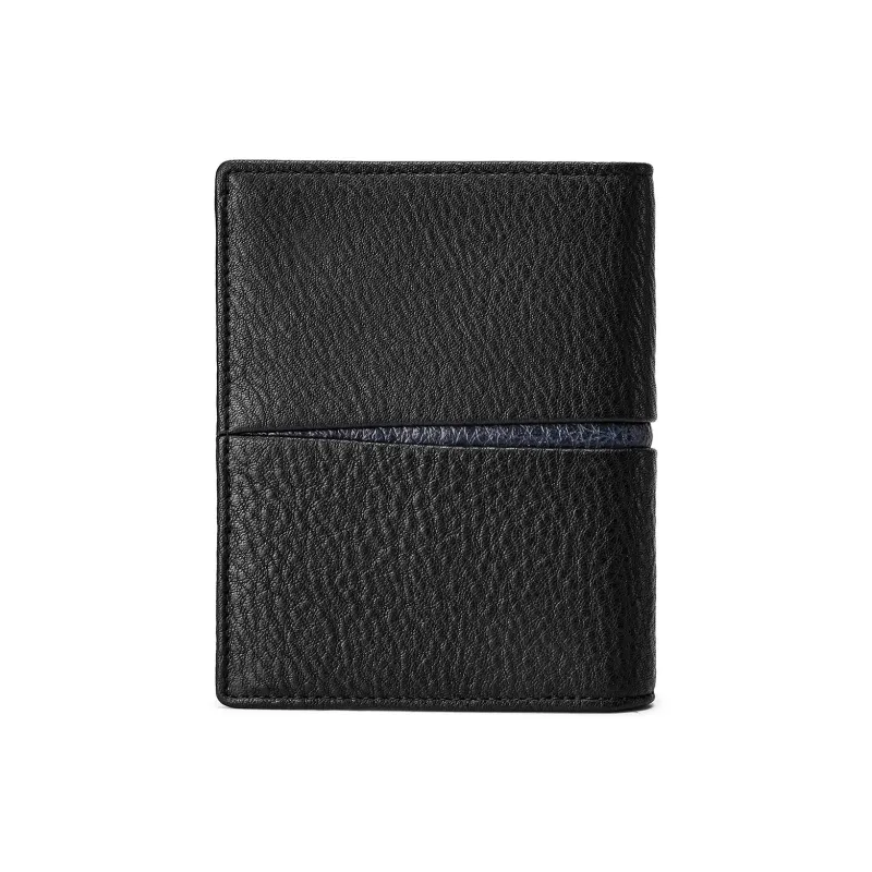 FAIRWHALE Top Grain Cow Leather Wallet Card Holder Coin Purse Money Clip Regular Men's Black-3