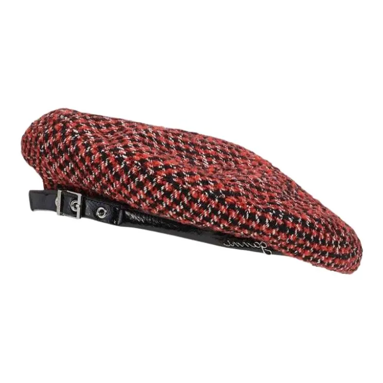 GANNI Woven Check Beret-1