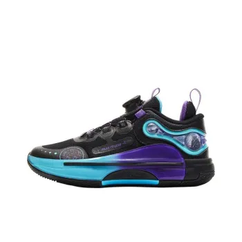 PEAK Anti Slip Wear Resistant Low Top Children's Basketball Shoes Black Purple Teenagers