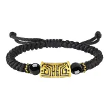 Gold Taotie Bracelet, Black Cord