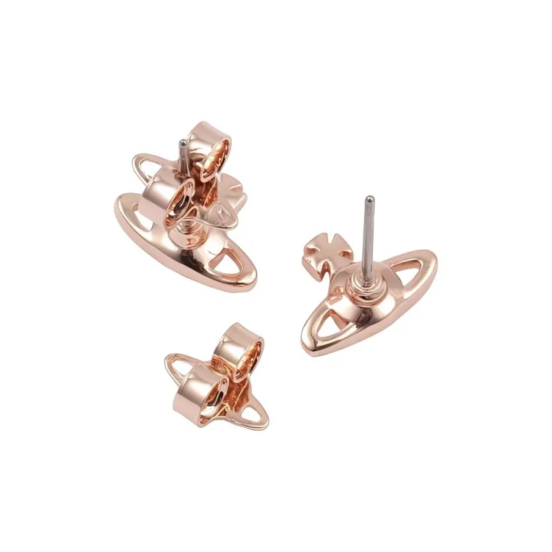 Vivienne Westwood - Saturn Rhinestone Stud Earrings Women's Gujin Diamond Gold-1