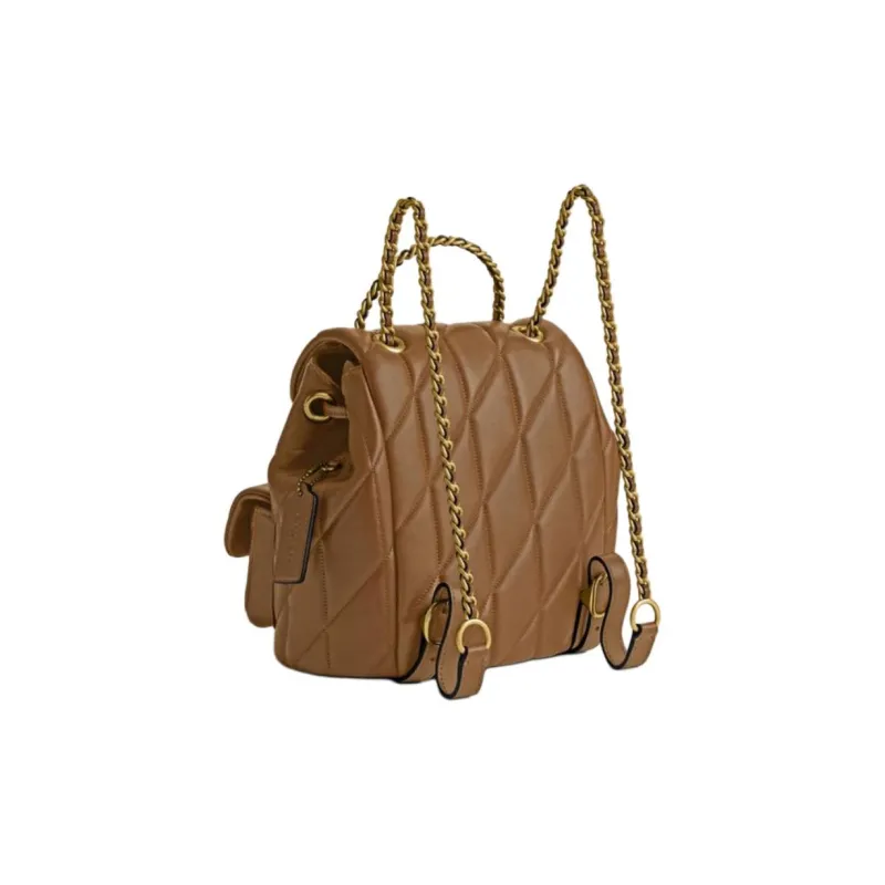 COACH Sheepskin Backpack Small Size Women's Honey Brown-1