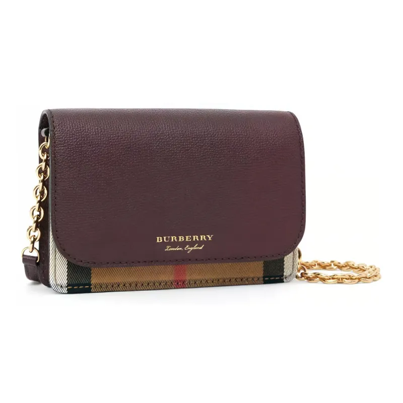 Burberry Cow Leather Shoulder Bag Crossbody Bag Regular Women's Burgundy-2