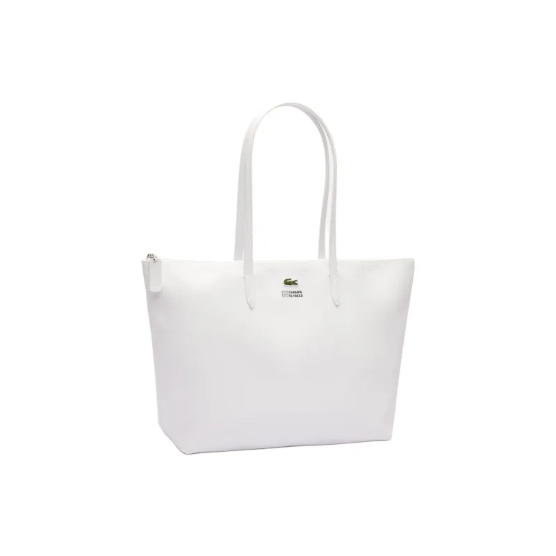 LACOSTE PVC Tote Bag, Shopping Bag, Shoulder Bag, Handbag Large Size Women's White-1
