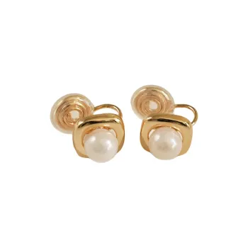 ORANGE SYMBOL Saltwater Pearl Mosquito Repellent Clip on Earrings Women's