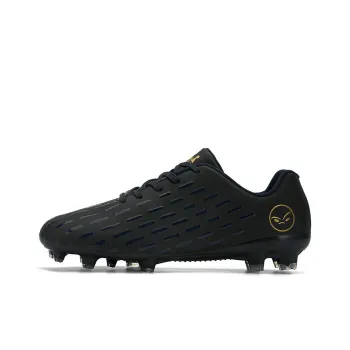 BIANSULONG FG Rubber Long Studs Soft Ground Slip Resistant Coverage Impact Resistant Soccer Shoes Unisex Black Gold