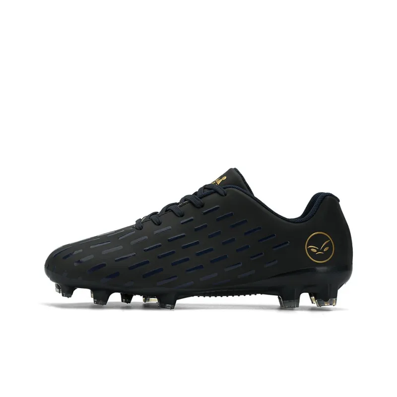 BIANSULONG FG Rubber Long Studs Soft Ground Slip-Resistant Coverage Impact-Resistant Soccer Shoes Unisex Black Gold-0