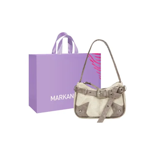 MARKANGARO Denim Crescent Bag Regular Women's Gray/Blue/Brown