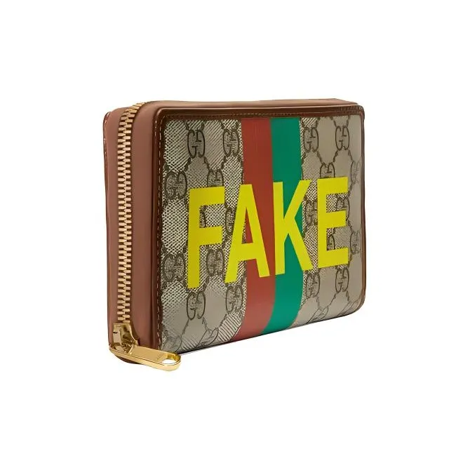 GUCCI Canvas With Leather Wallet Unisex Brown-1