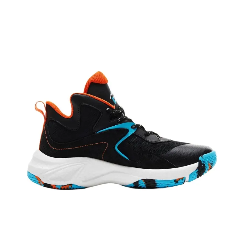 PEAK Anti Slip Wear Resistant High Top Children's Basketball Shoes Black Orange Teenagers-1