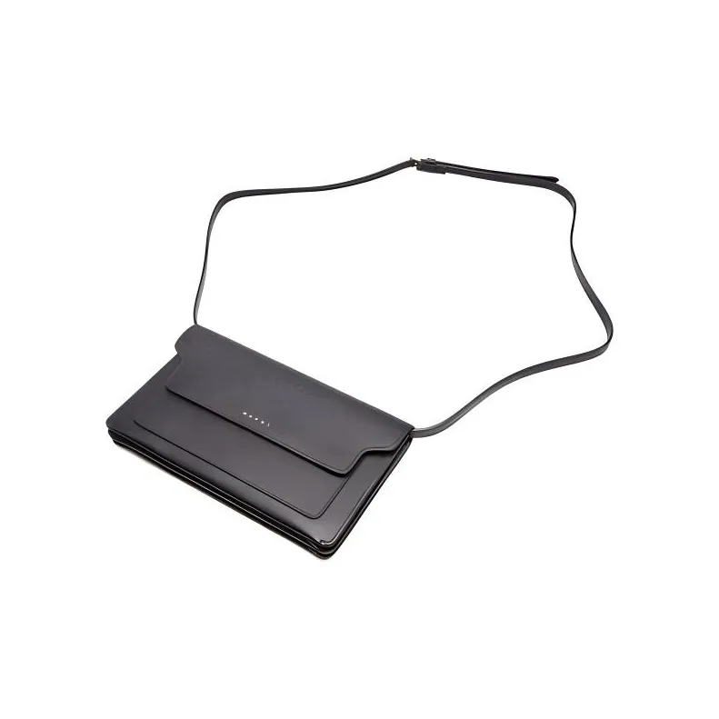 MARNI Saffiano Calfskin Shoulder Bag Makeup Bag Women's Black-3