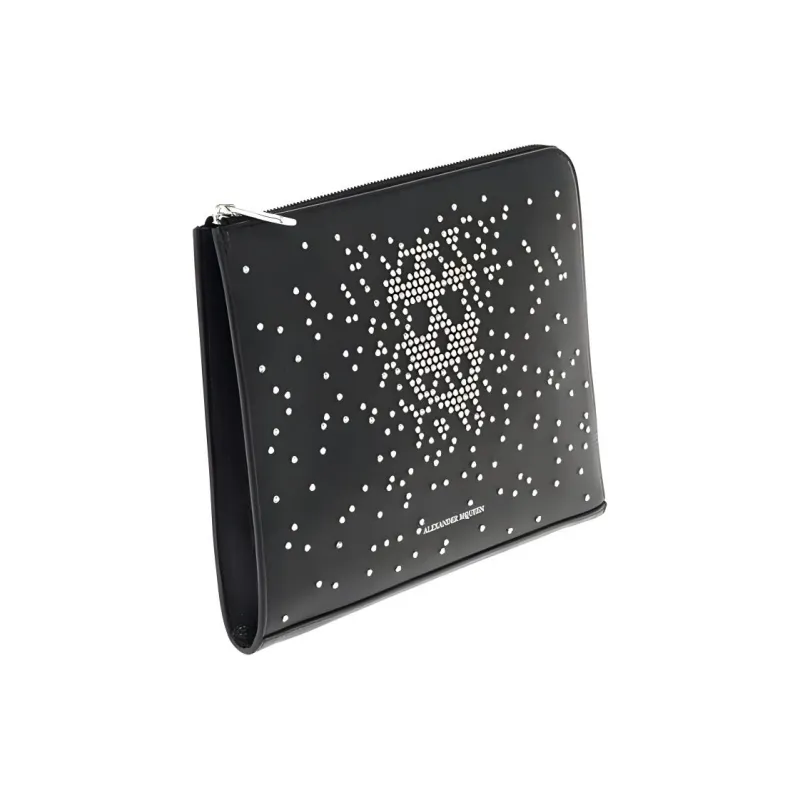Alexander McQueen Calfskin File Folder Clutch Unisex Black-1
