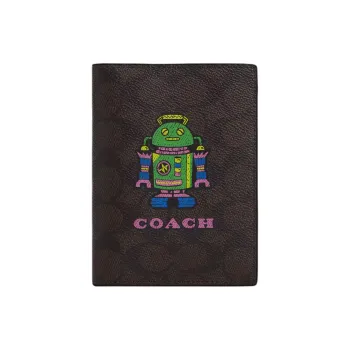 COACH Coated Canvas Passport Holder Mini Women's Walnut