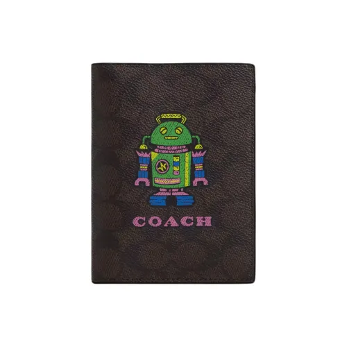 COACH Coated Canvas Passport Holder Mini Women's Walnut