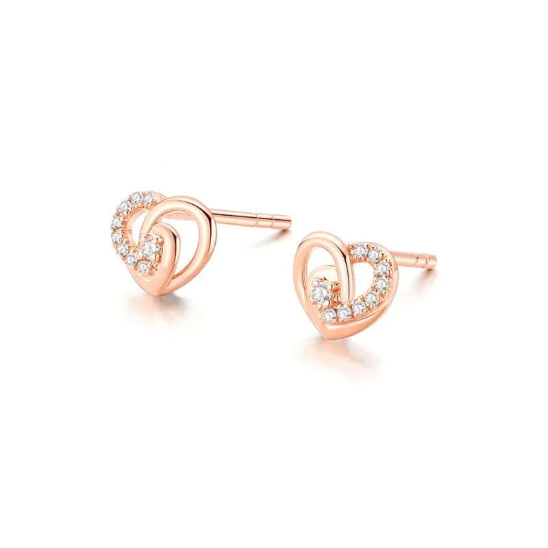 HEZUAN 18K Gold Stud Earrings Women's-2