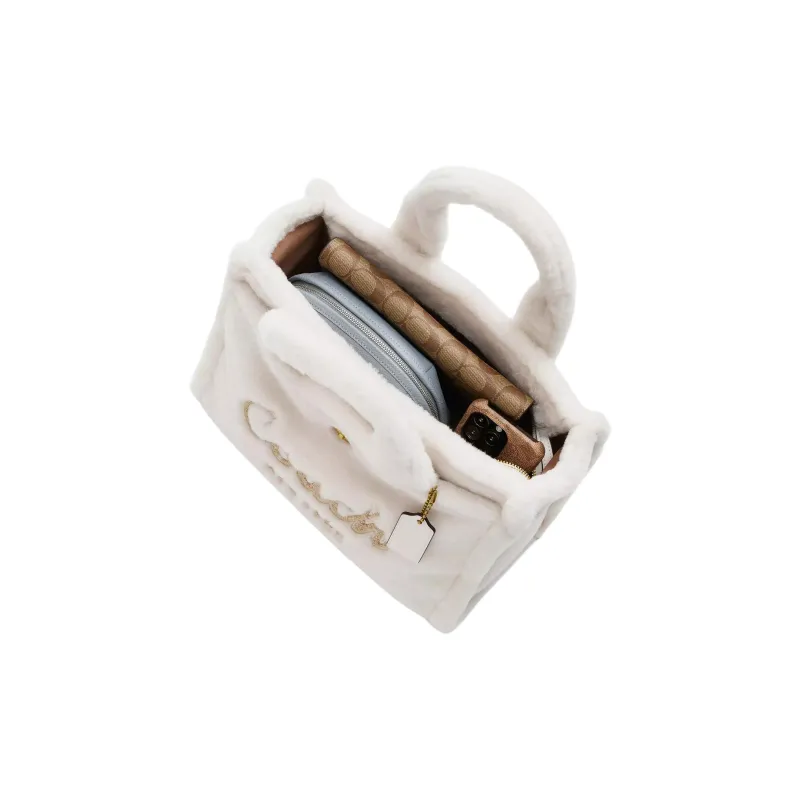 COACH Cargo Shearling Tote Bag, Shopping Bag, Shoulder Bag, Crossbody Bag, Handbag Tubas Women's White-1