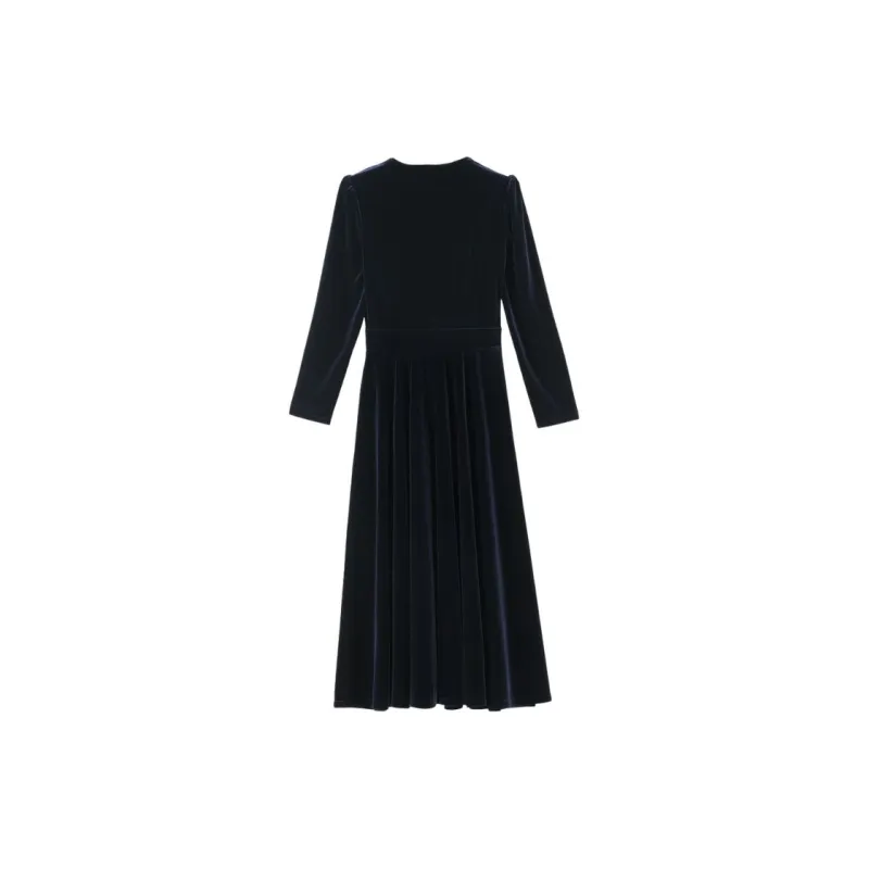 Late White Long Sleeved Dresses Women's Royal Blue-1