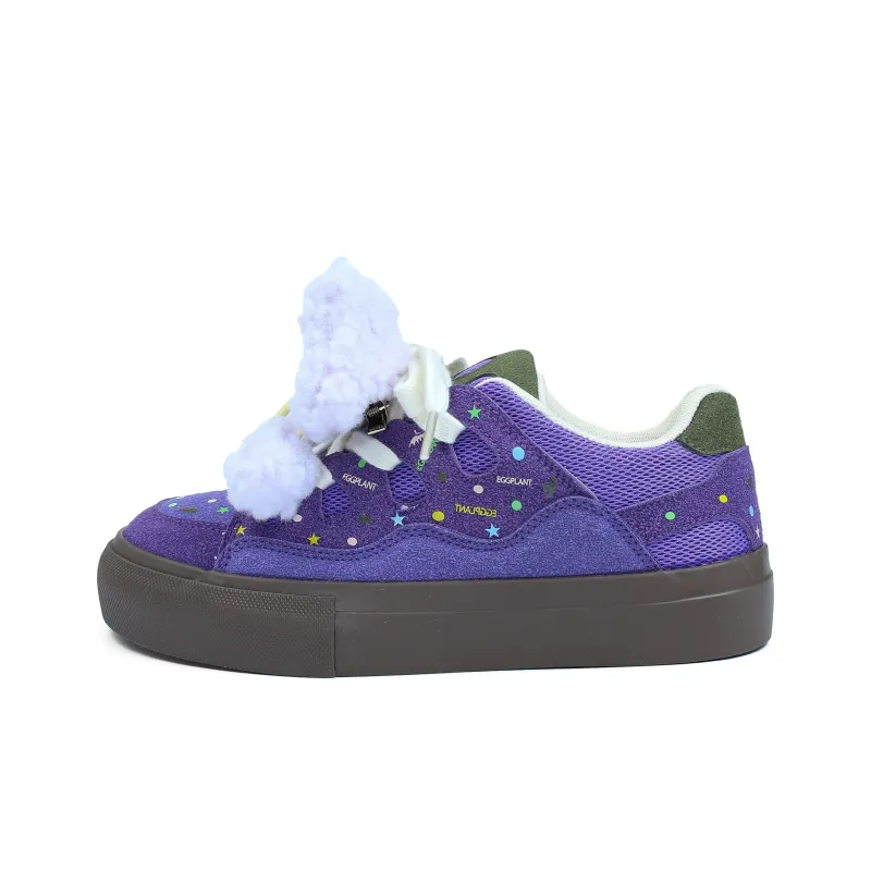 B10CROWN Anti Slip Wear Resistant Lightweight Breathable Low Top Skateboard Shoes Women's Eggplant Purple-0