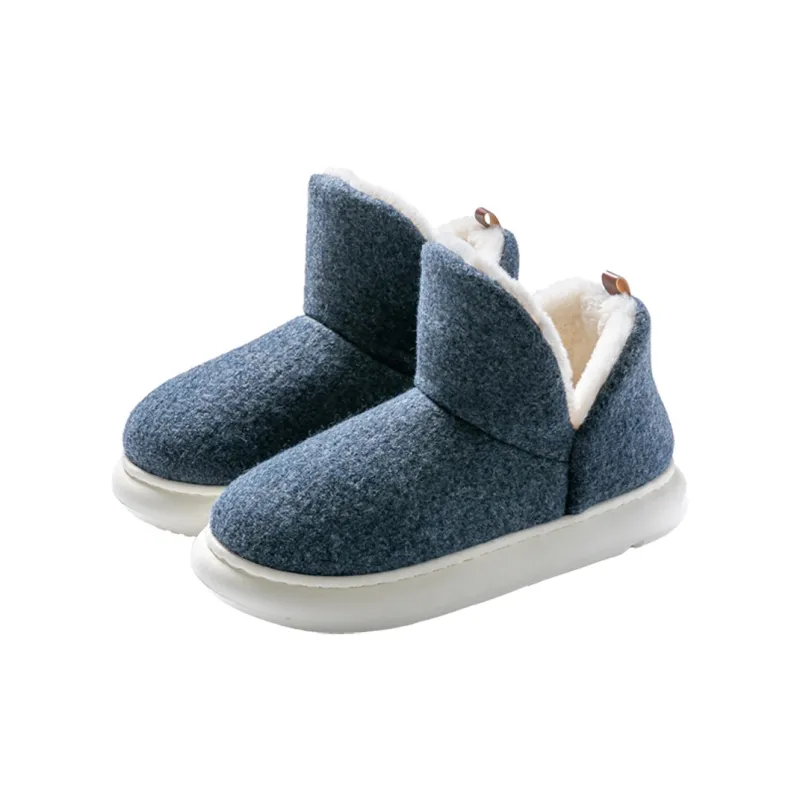Foot Recreation Winter Thickened And Fleece Lined Plush Warm Slip Resistant Home High Cushion Cotton Slippers Unisex-15