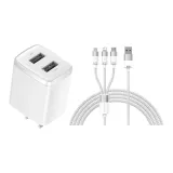 White 1.2m[Fast Charging Kit]Dual-Port Fast Charger+3.5A Cable