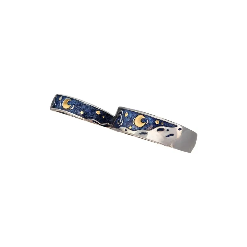 HUAYA S925 Silver Rings Unisex Blue-4
