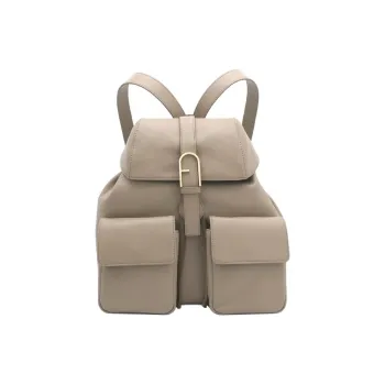Furla Cow Leather Backpack Large Size Women's Gray Green