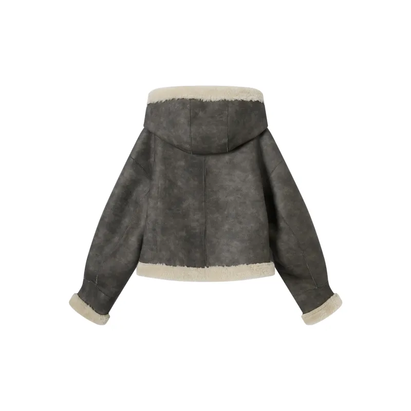 DIALOGUE Leather Jacket Women's Cream Beige-1