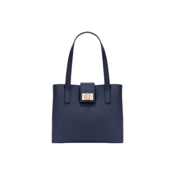 Furla 1927 Collection Leather Tote Bag, Shopping Bag, Shoulder Bag, Handbag Women's Blue