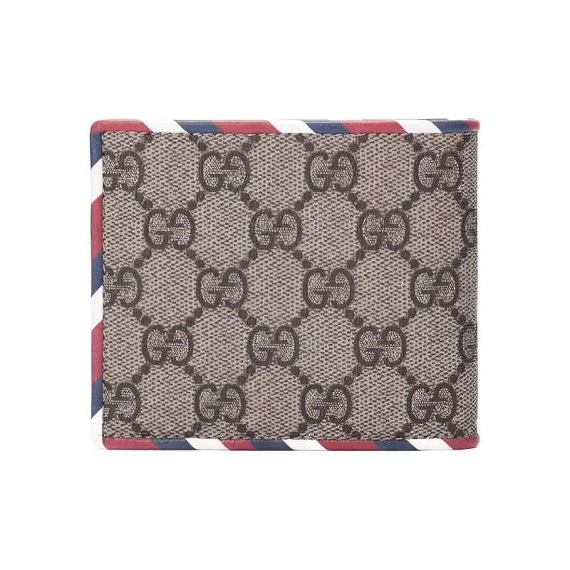 GUCCI Canvas With Leather Wallet Men's Ebony/Multicolor-4