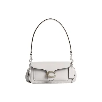 COACH Tabby Cow Leather Handbag, Shoulder Bag Small Size Women's Pink White