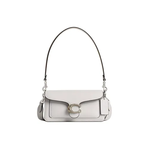 COACH Tabby Cow Leather Handbag, Shoulder Bag Small Size Women's Pink White