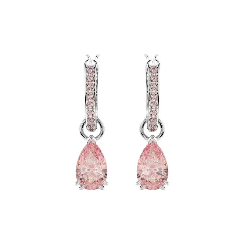 Swarovski Crystal Rhodium-plated Earrings Women's Pink-2