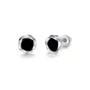GUDUD Titanium Steel Alloy Stud Earrings Unisex Black