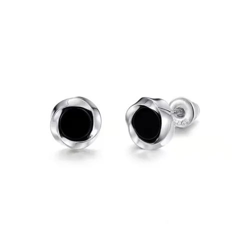 GUDUD Titanium Steel Alloy Stud Earrings Unisex Black