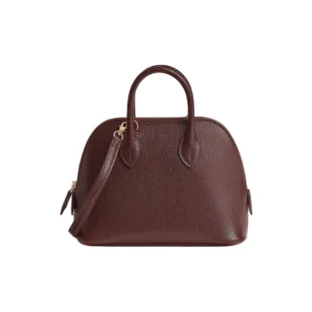 HERMES Bolide Tarmac Chamkila Goatskin Bowling Bag Crossbody One Shoulder Handbag Women's 0G Rouge Sellier Saddle Red