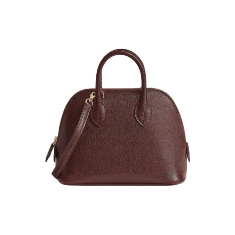 HERMES Bolide Tarmac Chamkila Goatskin Bowling Bag Crossbody One Shoulder Handbag Women's 0G Rouge Sellier Saddle Red-0