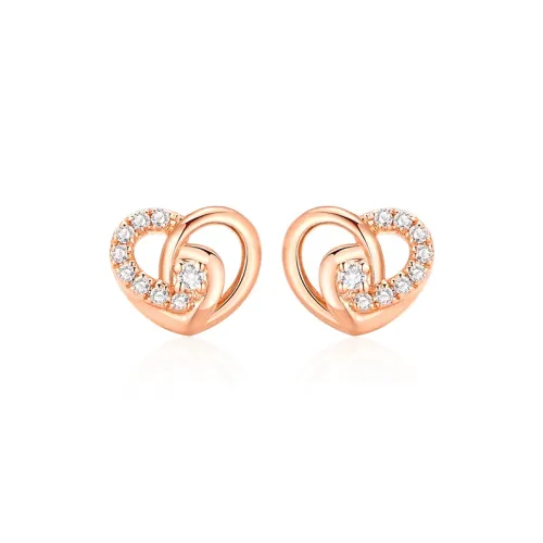 HEZUAN 18K Gold Stud Earrings Women's