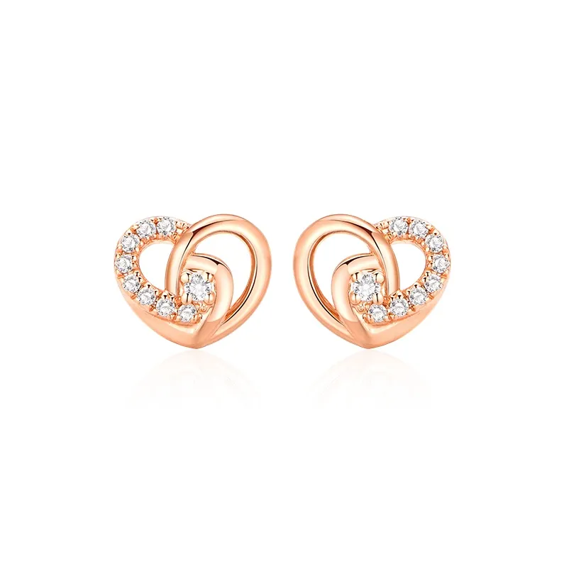 HEZUAN 18K Gold Stud Earrings Women's-0