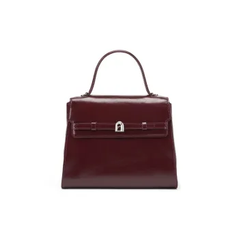 LA FESTIN Top Grain Cow Leather Kelly Bag, Shoulder Bag, Crossbody Bag, Handbag Women's Ancora Red/Twilight Black