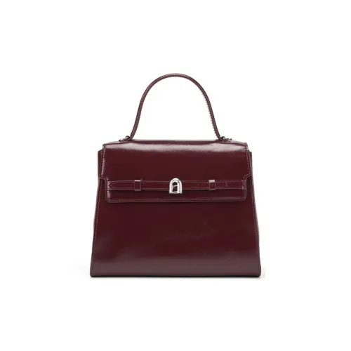 LA FESTIN Top Grain Cow Leather Kelly Bag, Shoulder Bag, Crossbody Bag, Handbag Women's Ancora Red/Twilight Black